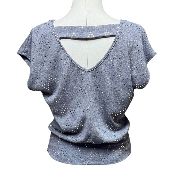 B-Wear Open Back Top Gray Silver Metallic Small - Picture 4 of 5